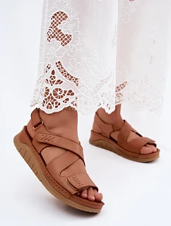 Dámske kožené sandále na platforme Maciejka L4496-29 Camel