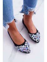 Kožené Baleríny S Ozdobnými Kameny Černé Crystal Kožené Baleríny S Ozdobnými Kameny Černé Crystal