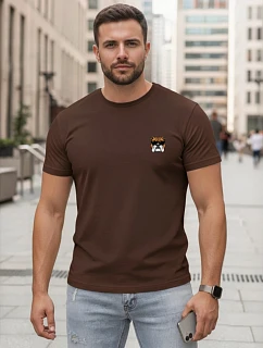 Pánske bavlnené tričko s potlačou hnedého buldoga FashionStreet NX0125R
