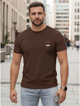 Pánske bavlnené tričko s potlačou hnedého buldoga FashionStreet NX0125R Pánske bavlnené tričko s potlačou hnedého buldoga FashionStreet NX0125R