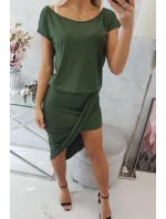 Asymetrické khaki šaty