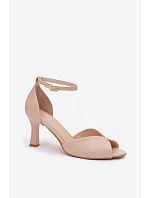 Dámske sandále na tenkom podpätku Zazoo 1120 beige