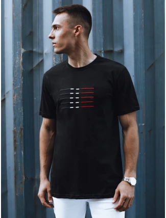 Pánske bavlnené tričko s potlačou čierne FashionStreet RX5570