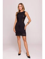 M864 Mini šaty s čipkovanými panelmi - čierne M864 Mini šaty s čipkovanými panelmi - čierne