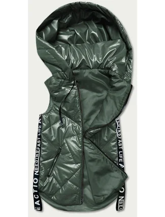 Zelená dámska vesta s ozdobnými páskami (B8011-10)