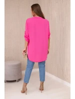 Blúzka s predĺženým zadným dielom ružová