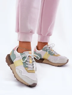 Zamszowe Sneakersy Damskie Big Star RR274244 HI-POLY SYSTEM Szaro-Żółte