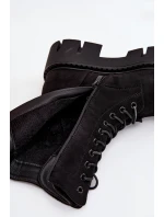 Ocieplane Botki Wokrery Damskie Z Ozdobą Czarne Melisse