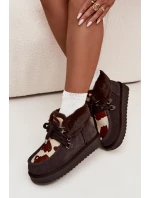 Śniegowce Damskie Z Naturalnego Zamszu Łaty D.Franklin DFSH375008 Czekoladowe