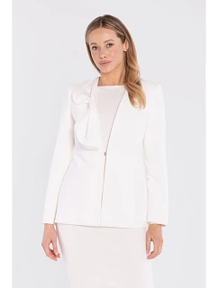 S432 Elegantné sako s ozdobnou mašľou - ecru