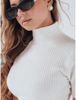 Dámsky rebrovaný sveter s krátkym rukávom GIRLGLORY white FashionStreet MY2550