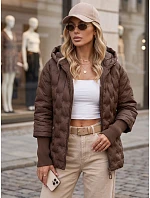 Dámska prešívaná bunda s kapucňou, hnedá, FashionStreet TY5870