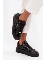 Lakierowane Sneakersy Damskie Na Platformie Lee Cooper LCJ-25-09-3870 Czarne