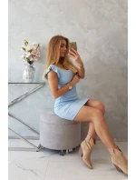 Dámske šaty s volánmi 9098 Svetlomodrá - Kesi