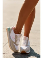 Zamszowe Sneakersy Damskie Big Star RR274A047 HI-POLY SYSTEM Beżowo-Białe