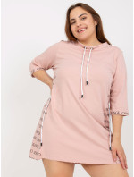 Prachovo ružové bavlnené mikinové šaty plus size