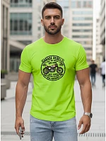 Pánske bavlnené tričko s motorkárskou potlačou limetkovo zelené FashionStreet NX5007R Pánske bavlnené tričko s motorkárskou potlačou limetkovo zelené FashionStreet NX5007R
