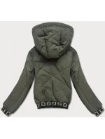 Dámska bunda typu "bomber" v khaki farbe (B8098-11)