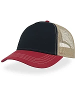 Atlantis Headwear Rapper Canvas-S 5-panelová truckerová čiapka 33.0234 tmavomodrá/bordová/khaki