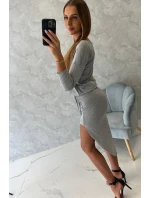Asymetrické šaty, 3/4 rukávy, šedé Asymetrické šaty, 3/4 rukávy, šedé