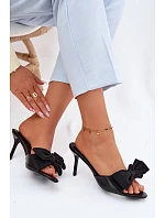 Dámské sandály na jehlovém podpatku s mašlí Černé Jelessa