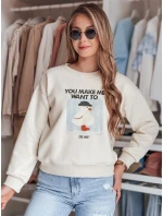 Dámska nadrozmerná mikina s potlačou GOOSHY ecru FashionStreet BY1427 Dámska nadrozmerná mikina s potlačou GOOSHY ecru FashionStreet BY1427