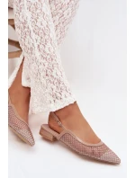 Síťované baleríny s odhaleným patou Béžové Pyvona