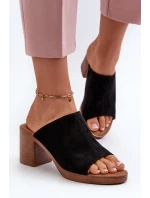 Elegantné ľahké dámske papuče na vysokom podpätku čiernej farby Varnila Elegantné ľahké dámske papuče na vysokom podpätku čiernej farby Varnila