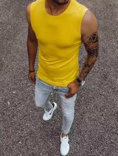 Pánske tričko bez rukávov bez potlače žlté FashionStreet RX4920