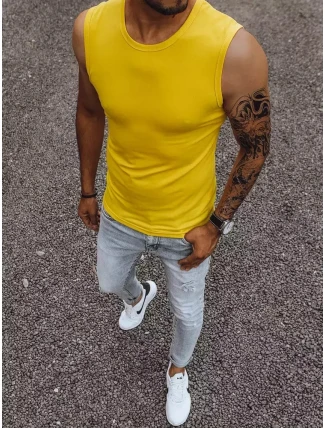 Pánske tričko bez rukávov bez potlače žlté FashionStreet RX4920 Pánske tričko bez rukávov bez potlače žlté FashionStreet RX4920