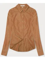 Koszula damska w srebrne paseczki karmelowa (AWT0111) Koszula damska w srebrne paseczki karmelowa (AWT0111)