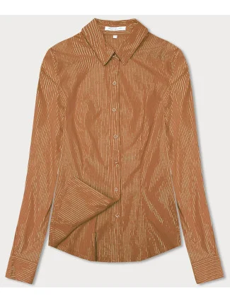 Koszula damska w srebrne paseczki karmelowa (AWT0111) Koszula damska w srebrne paseczki karmelowa (AWT0111)