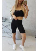 Súprava s nohavicami s vysokým pásom čiernej farby