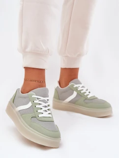 Niskie Sneakersy Damskie Na Platformie Zielone Telmira