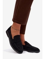 Dámské mokasiny z eko semiše černé Renelia