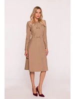 Dámske šaty s mašľami S413 béžová - Stylove