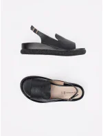 Dámske dizajnové sandále čierne bez podpätku