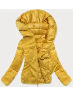 Žltá krátka obojstranná dámska bunda na prechodné obdobie (M832A) Žltá krátka obojstranná dámska bunda na prechodné obdobie (M832A)