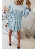 Šaty so zvislými volánmi modré