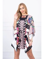 Netopierie šaty viazané v páse cappuccino