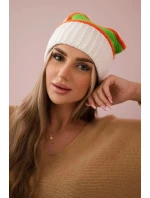 Dámska čiapka Kinga K297 biela+oranžová+zelená