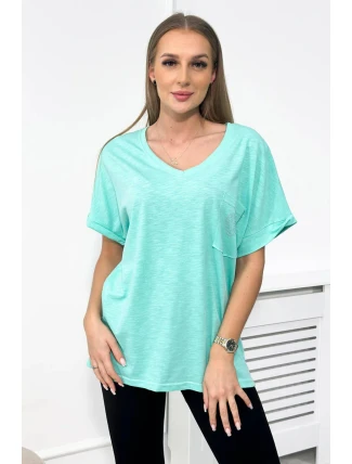 Bavlnená blúzka s vreckom mint