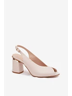Elegantné dámske sandále na podpätku Zazoo 1085 light beige