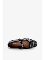 Ekologické semišové baleríny zdobené čiernymi kamienkami Tinara