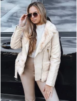 Dámska kožená bunda ramones s kožušinou cream FashionStreet TY5275