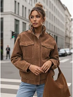 Dámska semišová bomber bunda svetlohnedá FashionStreet TY5644 Dámska semišová bomber bunda svetlohnedá FashionStreet TY5644