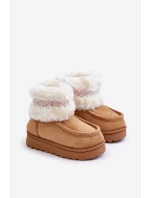 Śniegowce Botki Dziecięce Z Futerkiem I Wzorem Camel Melefia