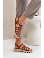 Skórzane Sandały Damskie Zazoo 3695 Camel