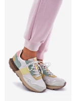 Zamszowe Sneakersy Damskie Big Star RR274244 HI-POLY SYSTEM Szaro-Żółte