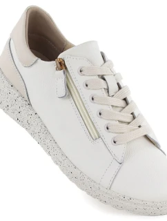 Dámske vyvýšené kožené poltopánky béžové Jezzi 138